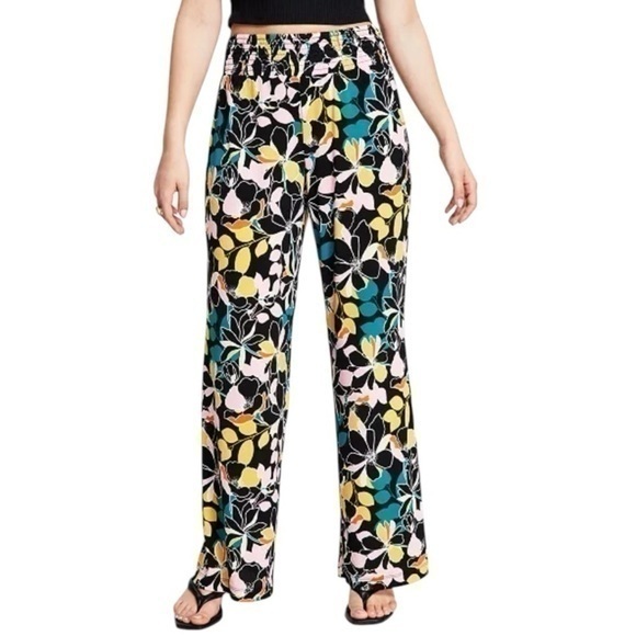 Bar III Pants - Bar III Floral-Print Wide-Leg Pants Size XS Elastic Waist Pull On Tropical Pant